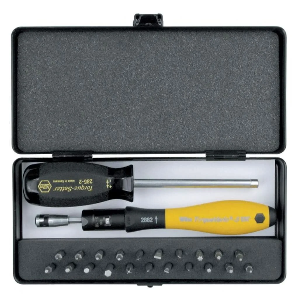 Wiha 28591 ESD Safe TorqueVario-S 5-10in/lbs 24 Piece Micro-Bit Set