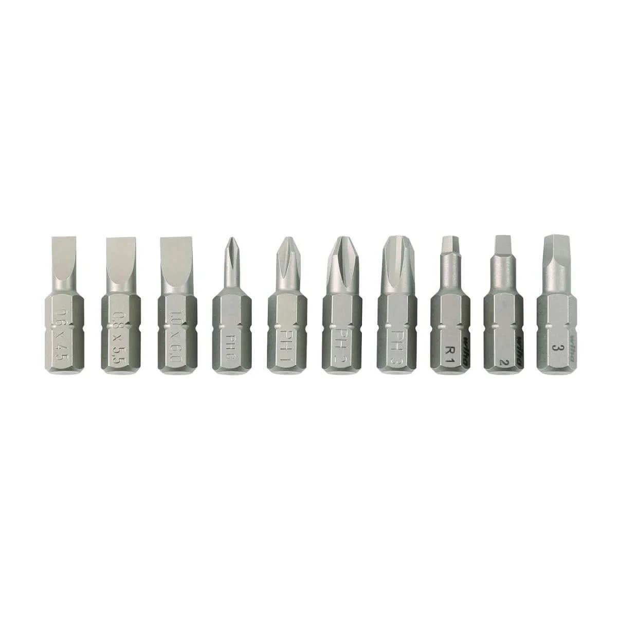 Wiha 72593 Slotted, Phillips, Square 10 piece Insert Bit Set
