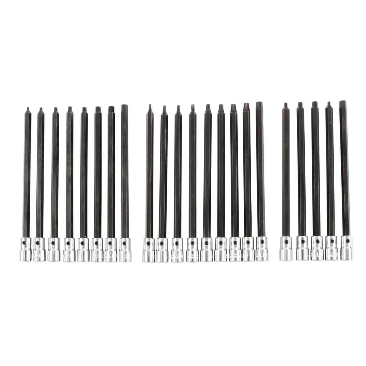 Wiha 77198 Hex/Torx 6" Long Bit Socket 1/4" Square Drive 22 Piece Set