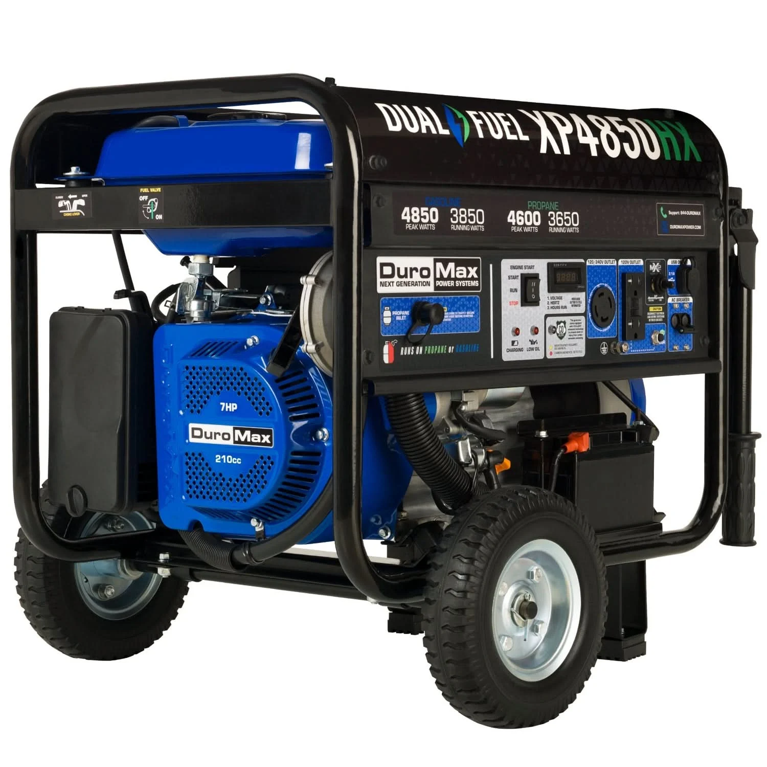 DuroMax XP4850HX 4,850-Watt 210cc Dual Fuel Gas Propane Portable Generator with CO Alert
