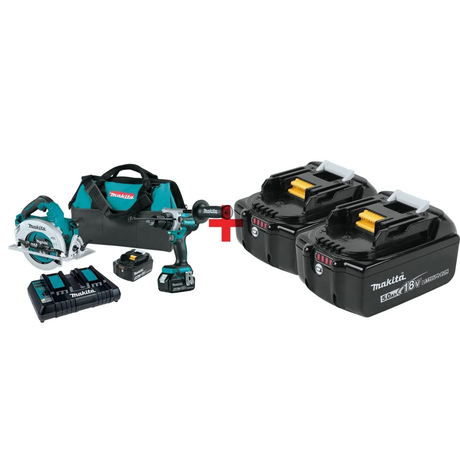 Makita 18V LXT Brushless Cordless 2-Piece 5.0Ah Combo Kit with 2-Pack Batteries