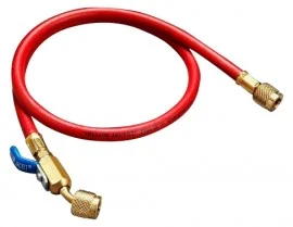 Yellow Jacket 29750 Plus II™ Hose with 1/4" compact ball valve fittings, 50', red