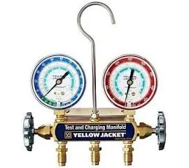 Yellow Jacket 41342 2-Valve Series 41 Test/Charging Automotive Manifold, R134a Refrigerant, Gauges