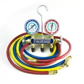Yellow Jacket 41343 Automotive Manifold, R134A Refrigerant, Fittings/Hose Anchors, 60" hose
