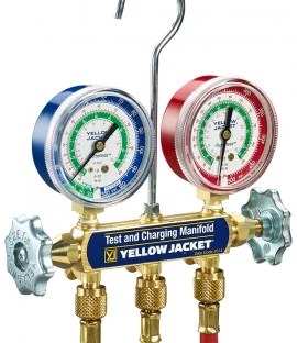 Yellow Jacket 41502 4-Valve TITAN Test/Charging Manifold, (MPa) R32/410A Refrigerants, 60" hoses