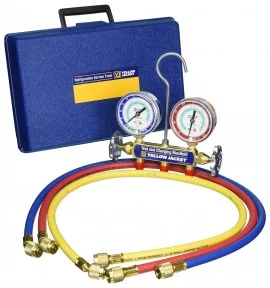 Yellow Jacket 41507 2-Valve Series 41 Test/Charging Manifold, (MPa) R32/410A Refrigerants, 60" hoses