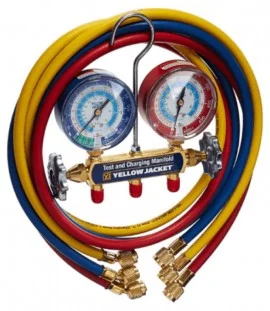 Yellow Jacket 41508 2-Valve Series 41 Test/Charging Manifold, (MPa) R134a/404A/407C Refrigerants