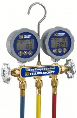 Yellow Jacket 46062 Series 41 Digital Manifold, 3-Pak PLUS II™ Hoses with Compact Ball Valves