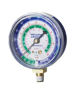 Yellow Jacket 49014 Manifold Gauge, 2-1/2", blue compound, 30"-0-120** psi, R-134a, °F and °C