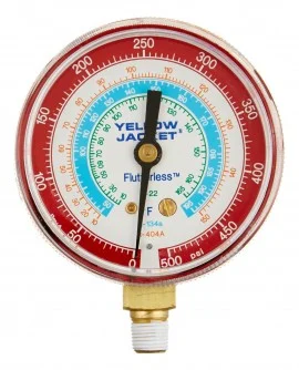 Yellow Jacket 49015 Manifold Gauge, 2-1/2", red pressure, 0 to 500 psi, R-22/134a/404A, (°F)