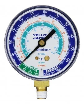 Yellow Jacket 49028 Manifold Gauge, 2-1/2", blue compound, kg/cm2 & psi, R-12/22/502, °C