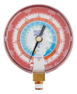 Yellow Jacket 49117 A2L Manifold Gauge, red , 3-1/8" (80 mm), R-32/454B/410A PSI, °F, A2L COMPATIBLE