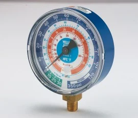 Yellow Jacket 49182 Dry Manifold Gauge, 3-1/8", blue compound, bar/psi, R134a/404A/407F, °C