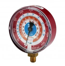 Yellow Jacket 49217 Manifold Gauge, red, 3-1/8" (80 mm), R-32/454B/410A PSI, °F, A2L