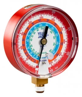 Yellow Jacket 49603 Gauge, 3-1/8", red pressure, bar/psi, R448A/449A/452A gauge (°F)