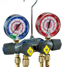Yellow Jacket 49931 TITAN® 4-Valve Test and Charging Manifold only, R/B gauges, bar/psi, R134a/404A/407F °C